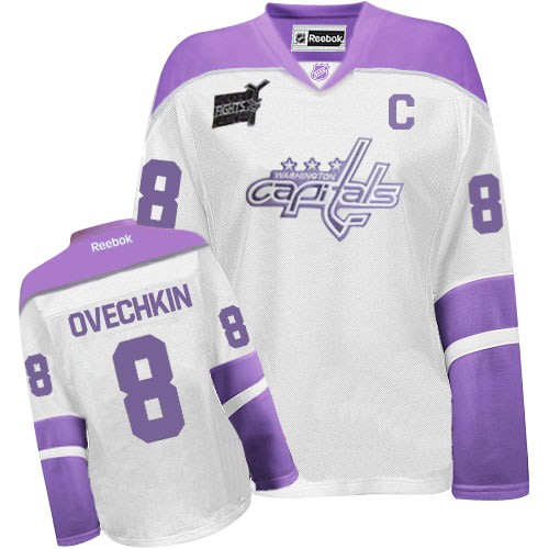 Women's Reebok Washington Capitals 8 Alex Ovechkin White/Purple Thanksgiving Jersey - Premier Women's Reebok Washington Capitals 8 Alex Ovechkin White/Purple Thanksgiving Jersey - Premier