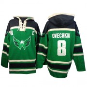 Men's Old Time Hockey Washington Capitals 8 Alex Ovechkin Green St. Patrick's Day McNary Lace Hoodie Jersey - Premier Men's Old Time Hockey Washington Capitals 8 Alex Ovechkin Green St. Patrick's Day McNary Lace Hoodie Jersey - Premier