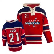 Men's Old Time Hockey Washington Capitals 21 Brooks Laich Red Sawyer Hooded Sweatshirt Jersey - Authentic