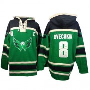 Men's Old Time Hockey Washington Capitals 8 Alex Ovechkin Green St. Patrick's Day McNary Lace Hoodie Jersey - Authentic