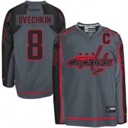 Men's Reebok Washington Capitals 8 Alex Ovechkin Charcoal Cross Check Fashion Jersey - Authentic