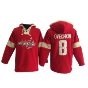 Men's Old Time Hockey Washington Capitals 8 Alex Ovechkin Red Pullover Hoodie Jersey - Premier