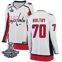 Women's Fanatics Branded Washington Capitals Braden Holtby White Away 2018 Stanley Cup Champions Patch Jersey - Breakaway