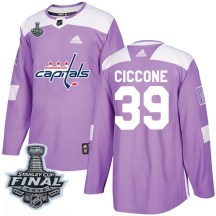 Men's Adidas Washington Capitals Enrico Ciccone Purple Fights Cancer Practice 2018 Stanley Cup Final Patch Jersey - Authentic