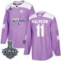 Men's Adidas Washington Capitals Jeff Halpern Purple Fights Cancer Practice 2018 Stanley Cup Final Patch Jersey - Authentic