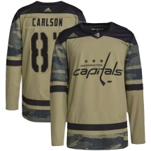 Men's Adidas Washington Capitals Adam Carlson Camo Military Appreciation Practice Jersey - Authentic