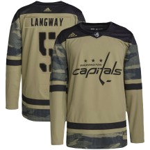 Men's Adidas Washington Capitals Rod Langway Camo Military Appreciation Practice Jersey - Authentic
