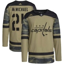 Men's Adidas Washington Capitals Connor McMichael Camo Military Appreciation Practice Jersey - Authentic