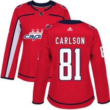 Women's Adidas Washington Capitals Adam Carlson Red Home Jersey - Authentic