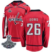Men's Fanatics Branded Washington Capitals Nic Dowd Red Home 2018 Stanley Cup Champions Patch Jersey - Breakaway
