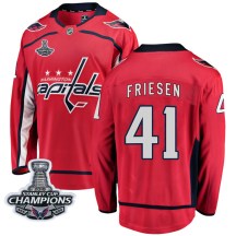 Men's Fanatics Branded Washington Capitals Jeff Friesen Red Home 2018 Stanley Cup Champions Patch Jersey - Breakaway