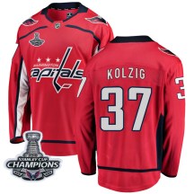 Men's Fanatics Branded Washington Capitals Olaf Kolzig Red Home 2018 Stanley Cup Champions Patch Jersey - Breakaway