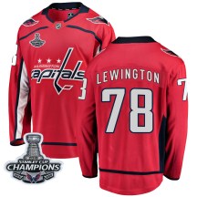 Men's Fanatics Branded Washington Capitals Tyler Lewington Red Home 2018 Stanley Cup Champions Patch Jersey - Breakaway