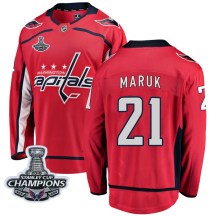 Men's Fanatics Branded Washington Capitals Dennis Maruk Red Home 2018 Stanley Cup Champions Patch Jersey - Breakaway