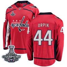 Men's Fanatics Branded Washington Capitals Brooks Orpik Red Home 2018 Stanley Cup Champions Patch Jersey - Breakaway