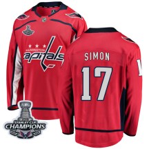 Men's Fanatics Branded Washington Capitals Chris Simon Red Home 2018 Stanley Cup Champions Patch Jersey - Breakaway