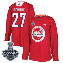 Men's Adidas Washington Capitals Craig Berube Red Practice 2018 Stanley Cup Final Patch Jersey - Authentic