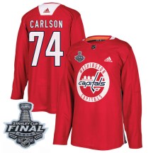 Men's Adidas Washington Capitals John Carlson Red Practice 2018 Stanley Cup Final Patch Jersey - Authentic