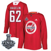 Men's Adidas Washington Capitals Carl Hagelin Red Practice 2018 Stanley Cup Final Patch Jersey - Authentic
