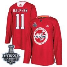 Men's Adidas Washington Capitals Jeff Halpern Red Practice 2018 Stanley Cup Final Patch Jersey - Authentic
