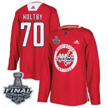 Men's Adidas Washington Capitals Braden Holtby Red Practice 2018 Stanley Cup Final Patch Jersey - Authentic