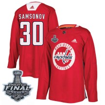 Men's Adidas Washington Capitals Ilya Samsonov Red Practice 2018 Stanley Cup Final Patch Jersey - Authentic