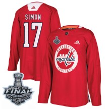 Men's Adidas Washington Capitals Chris Simon Red Practice 2018 Stanley Cup Final Patch Jersey - Authentic