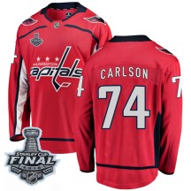 Men's Fanatics Branded Washington Capitals John Carlson Red Home 2018 Stanley Cup Final Patch Jersey - Breakaway