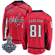 Men's Fanatics Branded Washington Capitals Adam Carlson Red Home 2018 Stanley Cup Final Patch Jersey - Breakaway