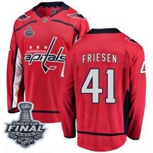Men's Fanatics Branded Washington Capitals Jeff Friesen Red Home 2018 Stanley Cup Final Patch Jersey - Breakaway