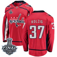 Men's Fanatics Branded Washington Capitals Olaf Kolzig Red Home 2018 Stanley Cup Final Patch Jersey - Breakaway