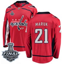 Men's Fanatics Branded Washington Capitals Dennis Maruk Red Home 2018 Stanley Cup Final Patch Jersey - Breakaway
