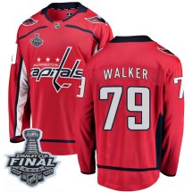 Men's Fanatics Branded Washington Capitals Nathan Walker Red Home 2018 Stanley Cup Final Patch Jersey - Breakaway