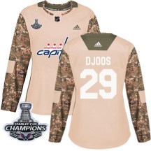 Women's Adidas Washington Capitals Christian Djoos Camo Veterans Day Practice 2018 Stanley Cup Champions Patch Jersey - Authentic