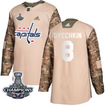 Men's Adidas Washington Capitals Alexander Ovechkin Camo Veterans Day Practice 2018 Stanley Cup Champions Patch Jersey - Authentic