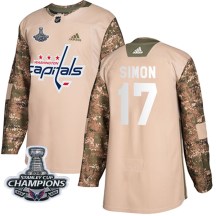Men's Adidas Washington Capitals Chris Simon Camo Veterans Day Practice 2018 Stanley Cup Champions Patch Jersey - Authentic