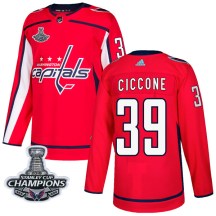 Men's Adidas Washington Capitals Enrico Ciccone Red Home 2018 Stanley Cup Champions Patch Jersey - Authentic