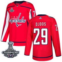 Men's Adidas Washington Capitals Christian Djoos Red Home 2018 Stanley Cup Champions Patch Jersey - Authentic