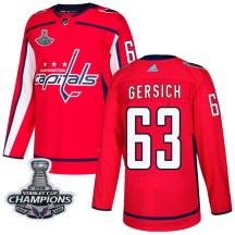 Men's Adidas Washington Capitals Shane Gersich Red Home 2018 Stanley Cup Champions Patch Jersey - Authentic
