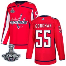 Men's Adidas Washington Capitals Sergei Gonchar Red Home 2018 Stanley Cup Champions Patch Jersey - Authentic