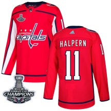 Men's Adidas Washington Capitals Jeff Halpern Red Home 2018 Stanley Cup Champions Patch Jersey - Authentic