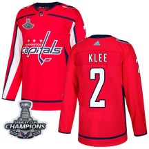 Men's Adidas Washington Capitals Ken Klee Red Home 2018 Stanley Cup Champions Patch Jersey - Authentic