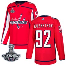 Men's Adidas Washington Capitals Evgeny Kuznetsov Red Home 2018 Stanley Cup Champions Patch Jersey - Authentic