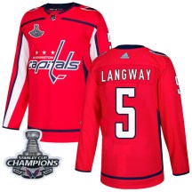 Men's Adidas Washington Capitals Rod Langway Red Home 2018 Stanley Cup Champions Patch Jersey - Authentic