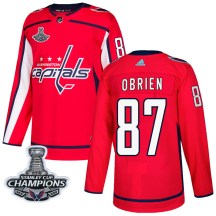 Men's Adidas Washington Capitals Liam O'Brien Red Home 2018 Stanley Cup Champions Patch Jersey - Authentic