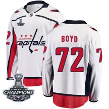 Men's Fanatics Branded Washington Capitals Travis Boyd White Away 2018 Stanley Cup Champions Patch Jersey - Breakaway