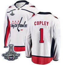 Men's Fanatics Branded Washington Capitals Pheonix Copley White Away 2018 Stanley Cup Champions Patch Jersey - Breakaway
