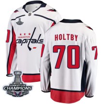 Men's Fanatics Branded Washington Capitals Braden Holtby White Away 2018 Stanley Cup Champions Patch Jersey - Breakaway