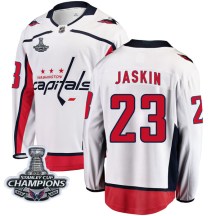 Men's Fanatics Branded Washington Capitals Dmitrij Jaskin White Away 2018 Stanley Cup Champions Patch Jersey - Breakaway
