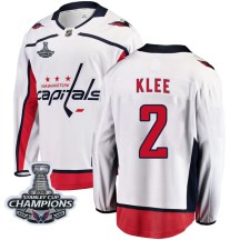 Men's Fanatics Branded Washington Capitals Ken Klee White Away 2018 Stanley Cup Champions Patch Jersey - Breakaway